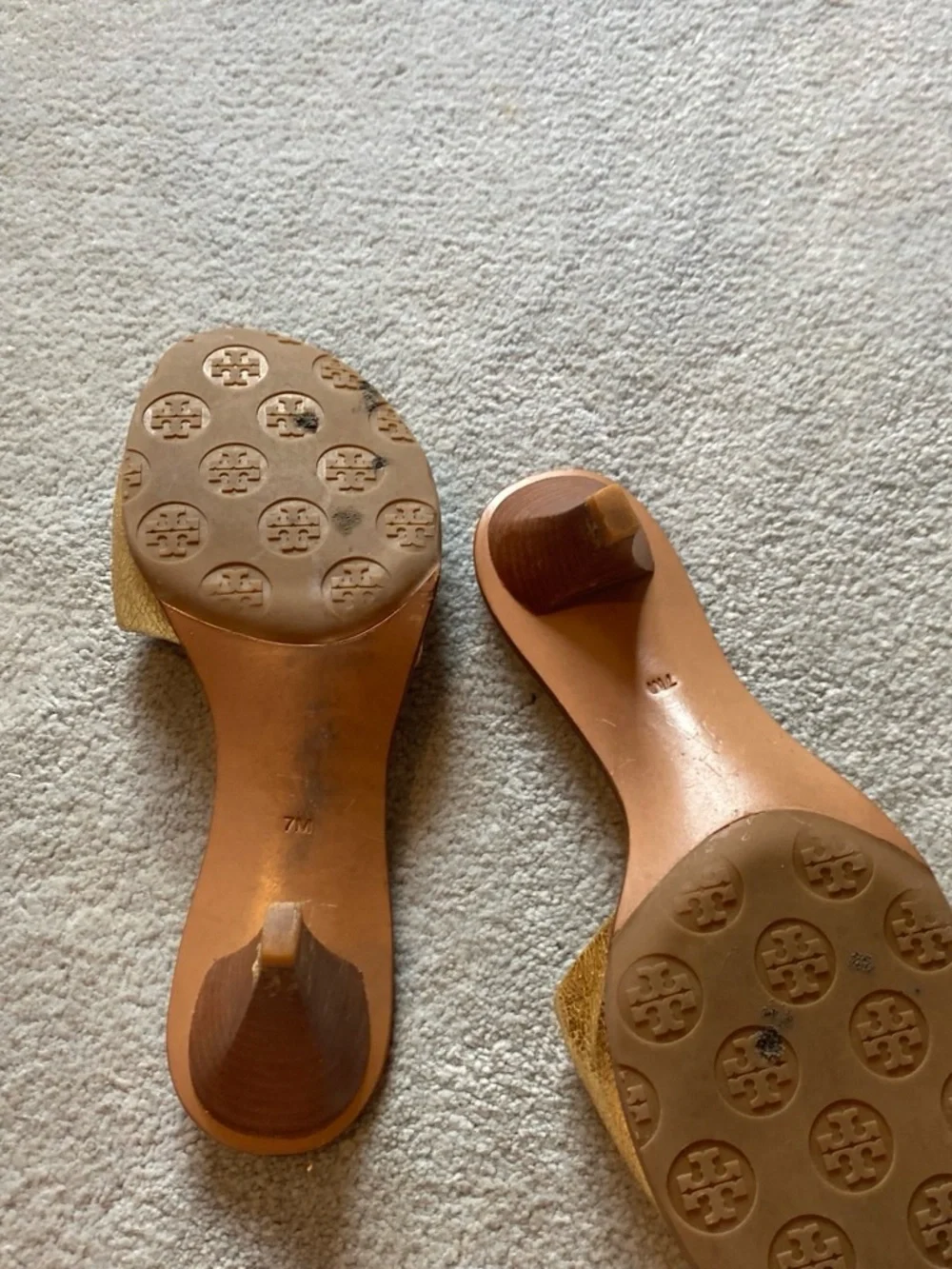 Tory Burch Metallic Gold Logo Slide Mules